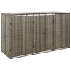 Vidaxl 3-Bin Waste Bin Cover, Grey, 207X80X117 Cm, Poly Rattan