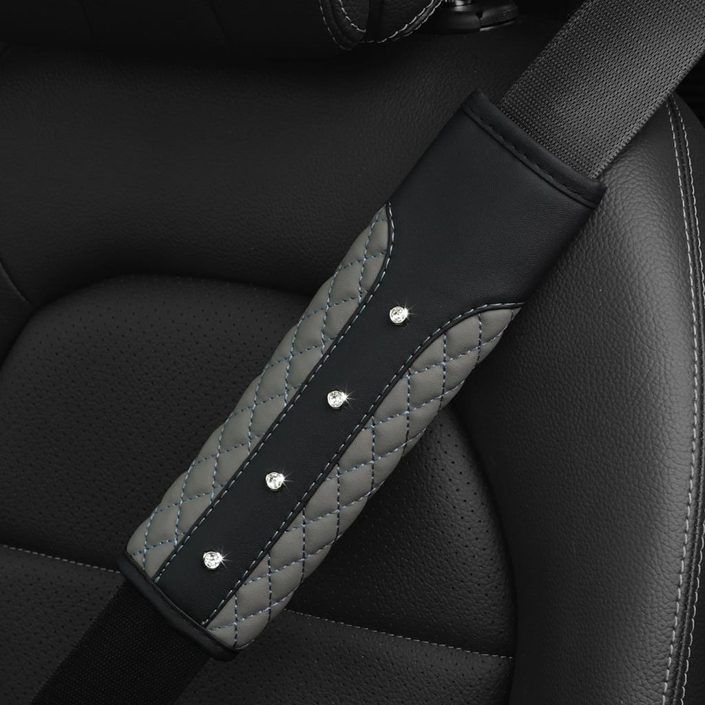 1 Diamond-encruped Blingbling Faux Sheepskin Car Accessory Seat Belt Shoulder Protector Comfortable Anti-tightening Safety Strap