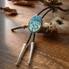 Braided Shoestring Stone Bolo Tie Carved Charm Cowboy Necktie Necklace