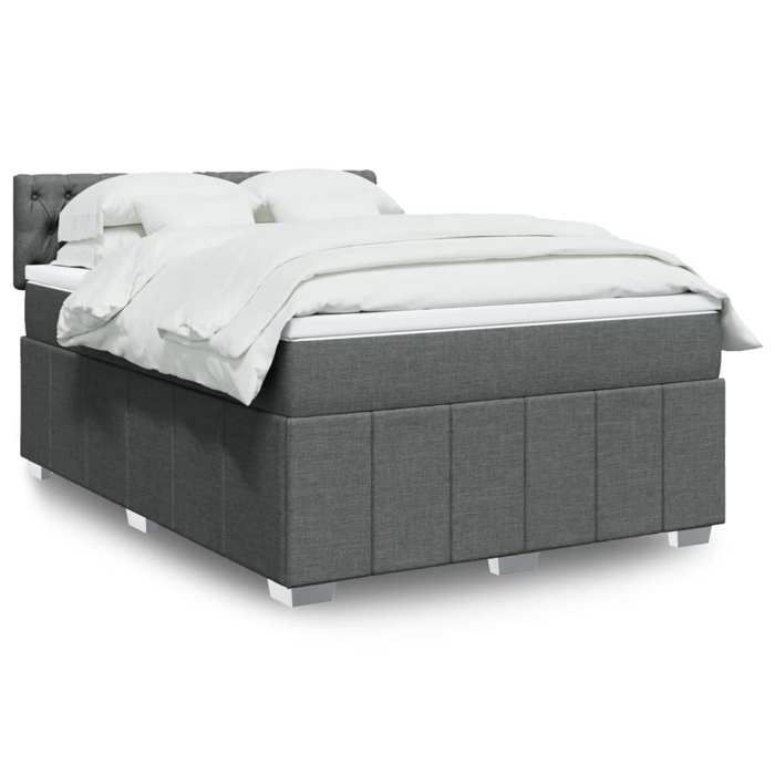 Maison Exclusive - Sommier à lattes de lit avec matelas Gris foncé 160x200cm Tissu