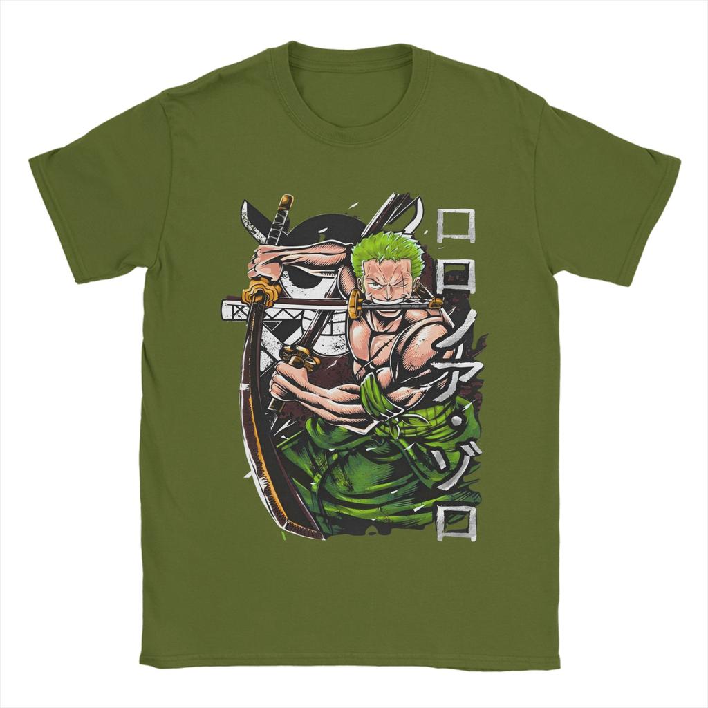 Unisexs Zoro T Shirt Ones Pieces Pure Cotton Clothing Vintage Short Sleeve Crew Neck Tee Shirt Plus Size Tshirt