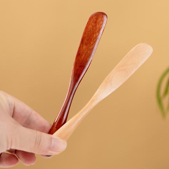 Butter Knife Solid Wood Curved Handle Butter Jam Mix Fillings Scrape Batter Butter Spreader Kitchen Tool