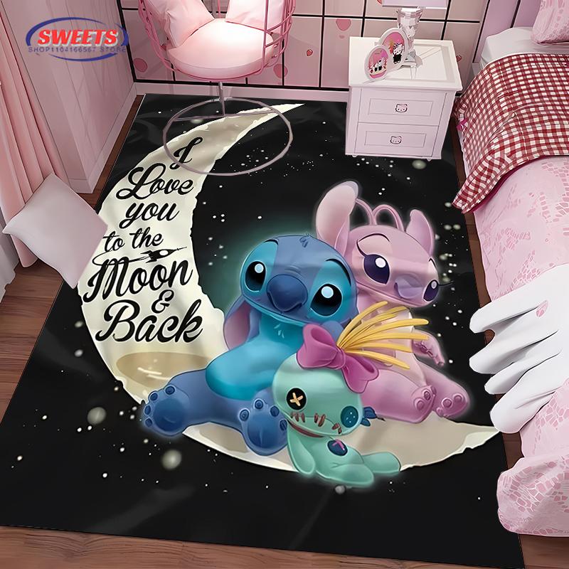 NO.5 Disney Lilo & Stitch Theme Carpet! Bedroom Living Room Bed Mat, Non-slip Exquisite Home Decor, Durable Machine Washable Rug