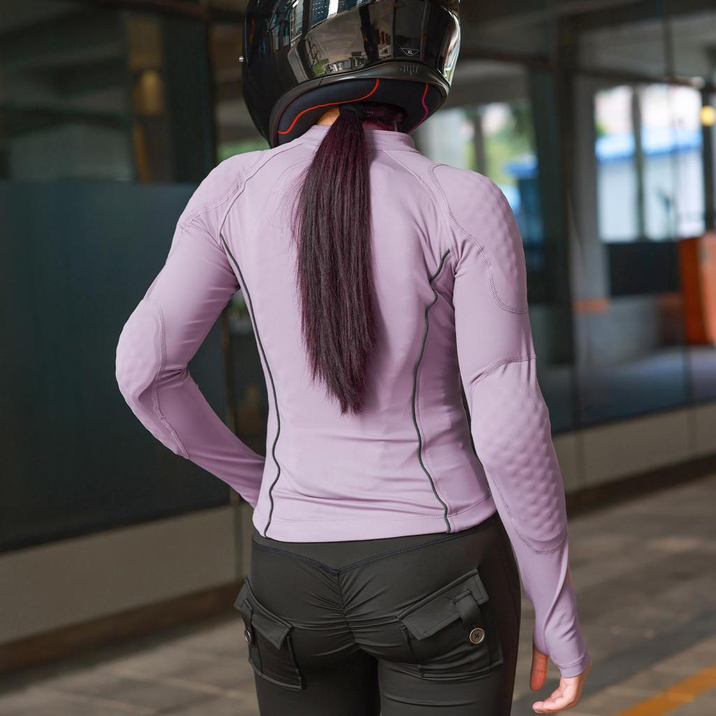 Wosawe Damen CE-zertifizierte Fahrerbekleidung, winddichter Rückenprotektor, Schulter- und Ellbogenprotektoren, abnehmbarer weicher Protektor, Motorradjacke