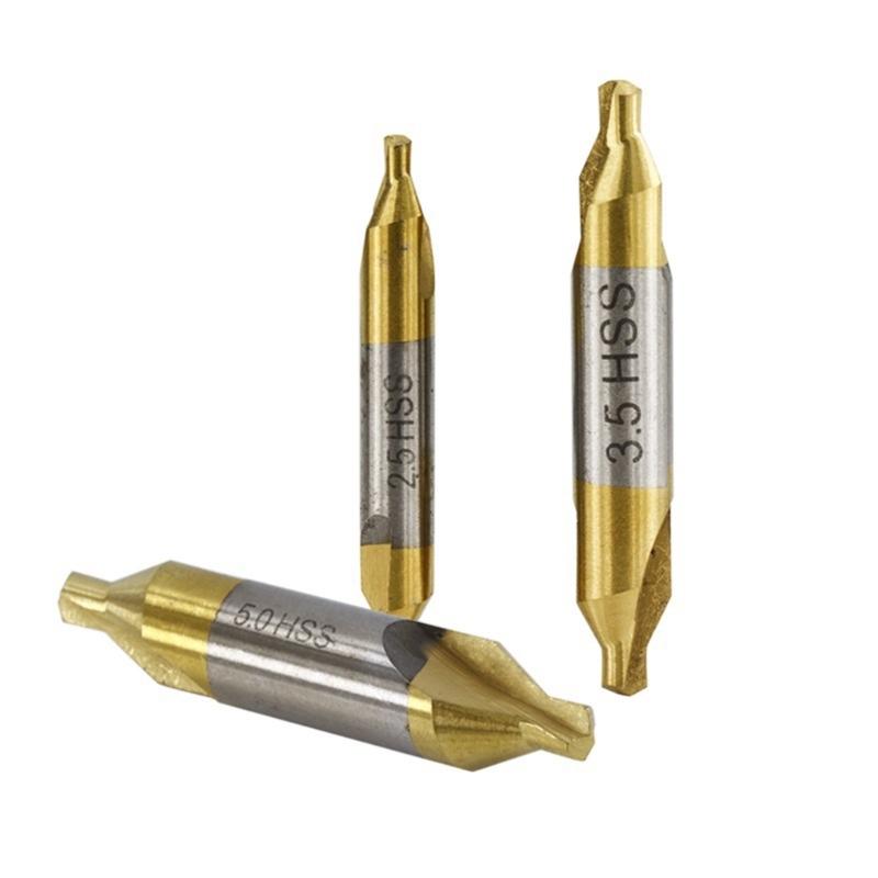 7Pcs Center Drill Bits Set Angle Center Drill Bits High Speed Steel Center Drill Bits Kit for Lathe Metalworking