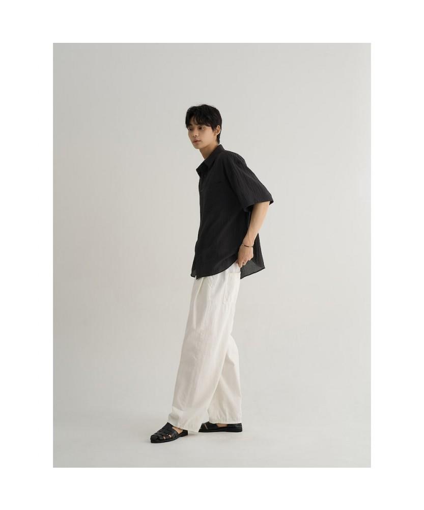 8SECONDS Midi Textured Short Sleeve Shirt Ash