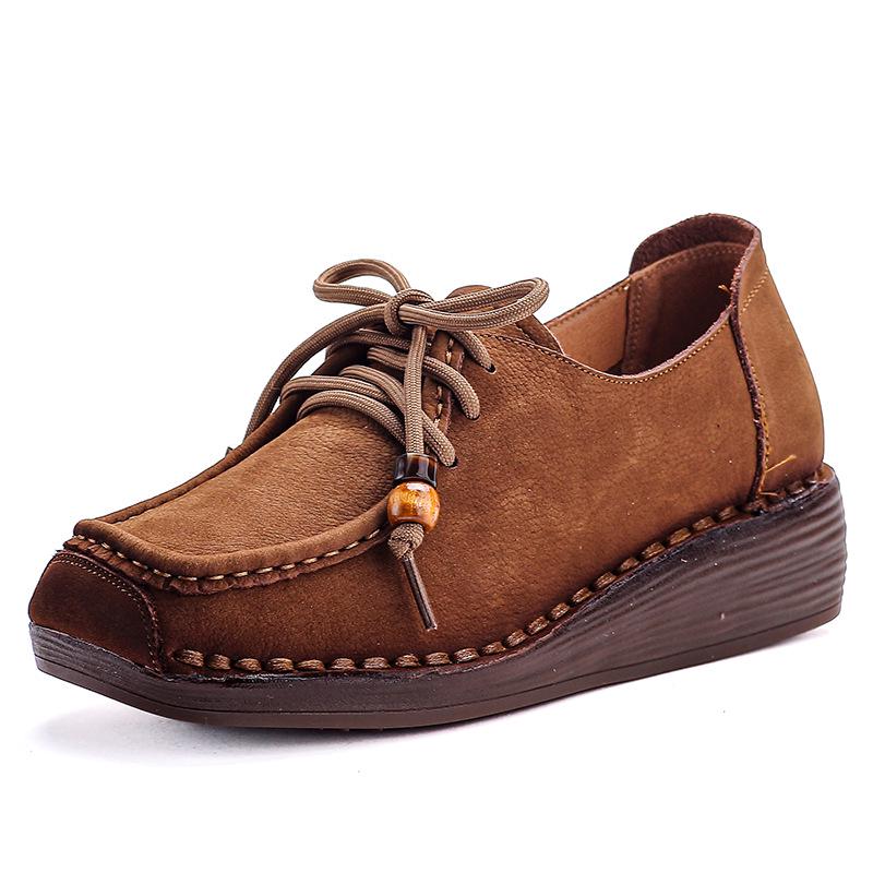 

Autumn High-Top Genuine Leather Platform Shoes for Women Size 39