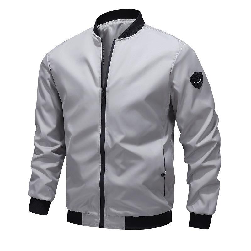 Spring and Autumn Casual Jacket Men's Casual Solid Color Jacket Lightweight Breathable Large Size Baseball Uniform Jacket