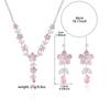 European-American Style Zircon Light Pink Necklace & Plum Blossom Earrings Set