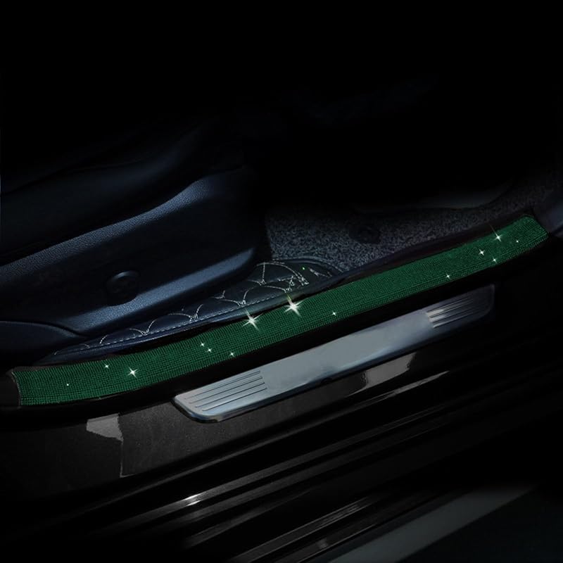 Car Door Sill Protector With Bling Rhinestones 2PCS Edge Guard Scuff Cover Anti-Scratch Strip Sticker Bumper Protector For Truck Car 1.96"X 23.62"