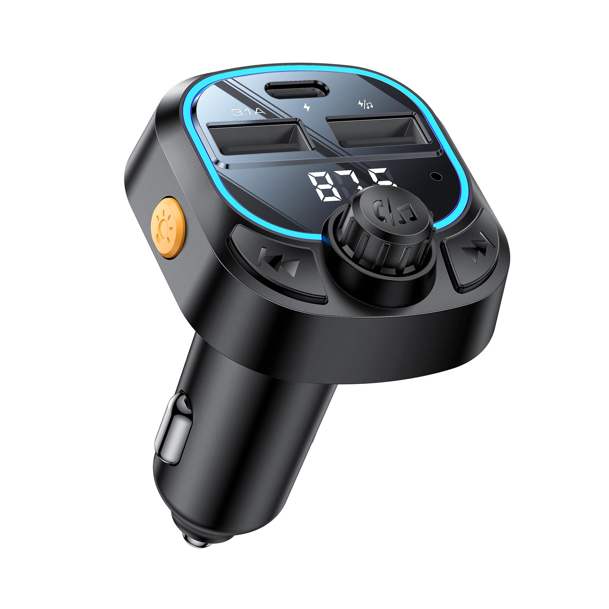 

YESIDO Y70 Bluetooth-compatible 5.3 FM Transmitter Car Charger Hands Free Calling MP3 Player As Shown A