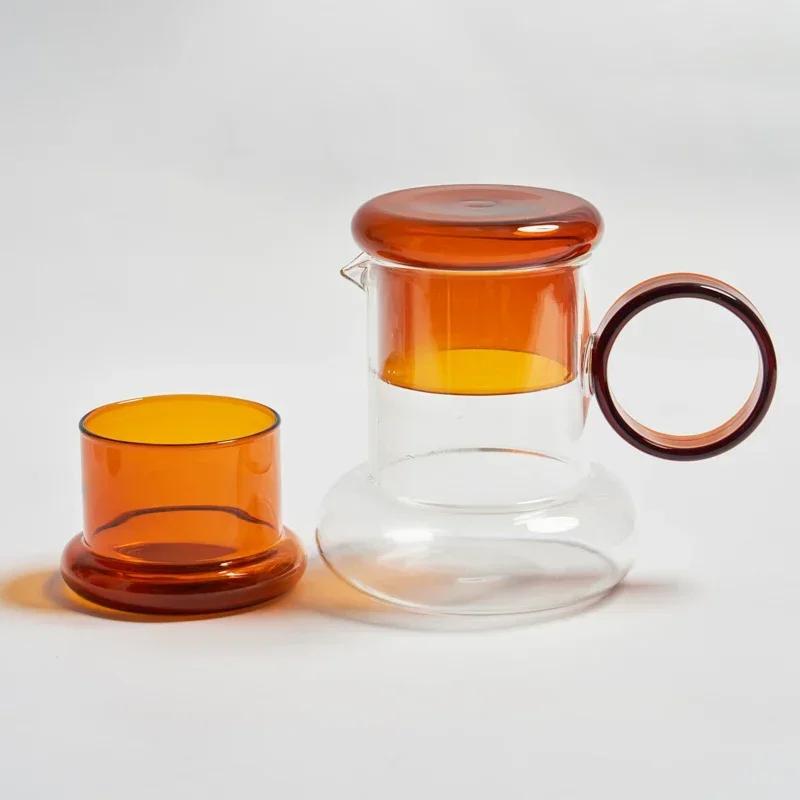 Glass Pitcher with Cup Lid Kettle Glass Set Teaware Teapots Pitcher Water Filters Water Jug Water Carafe Glass Bottle