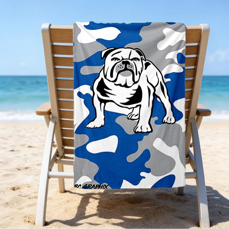 Bulldogs Team Crest Design Microfiber Beach Towel, Lightweight And Quick-Dry, for Summer Travel, Beach Essential, Swimming Pool Outdoor