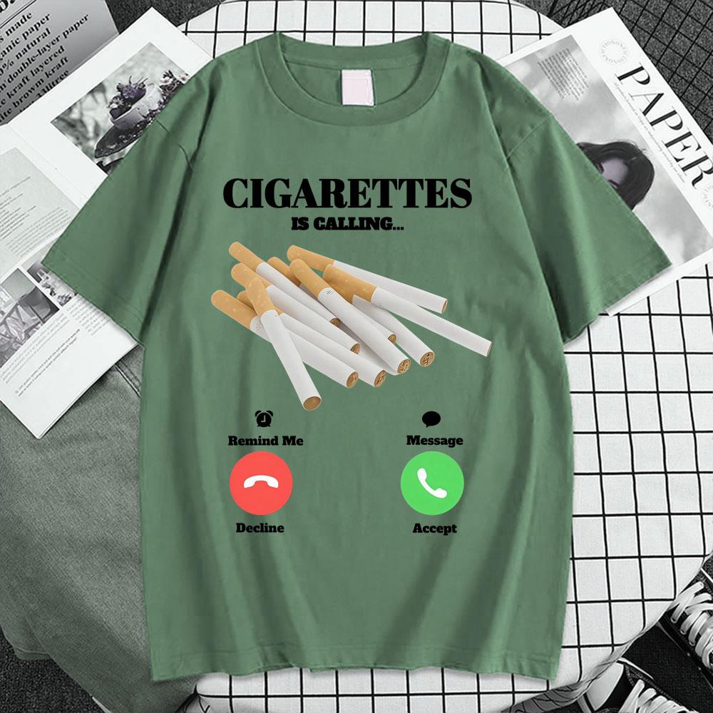 Cigarettes Is Calling T Shirt Funny Smoker Meme Tee Shirt Unisex Women Fashion Vintage Humor Short Sleeve Oversized Cotton Tshirt