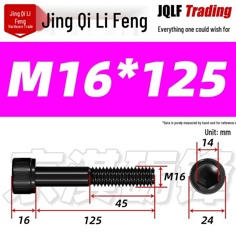 Hex Socket Head Cap Screw, Half Thread, M12-M18, High-Strength, Blackened Cylindrical Head, Knurled Bolt
