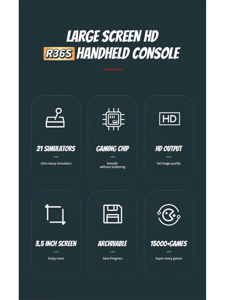 R36S Tragbare Retro-Spielkonsole - Handheld Duales System für PSP, GBA, Arcade-Spiele.