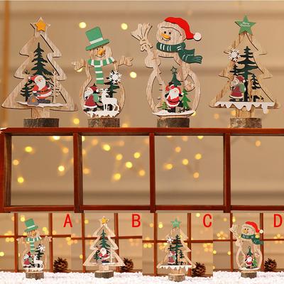 Christmas Bar Table Decorations Painted Wooden Assembled DIY Ornaments