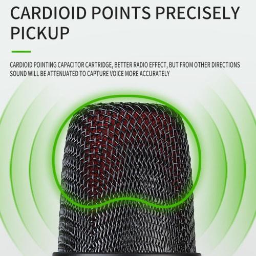 USB Condenser Microphone, MU1000 Phone/Computer Condenser Microphone with Built-in DSP and Reverb Processing, One-Key Mute, RGB Light, Noise Cancellat