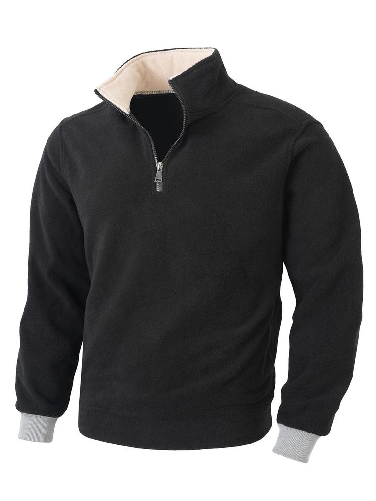 European & American Slim Fit Stand Collar Zipper Pullover for Men's Autumn & Winter Casual Wear