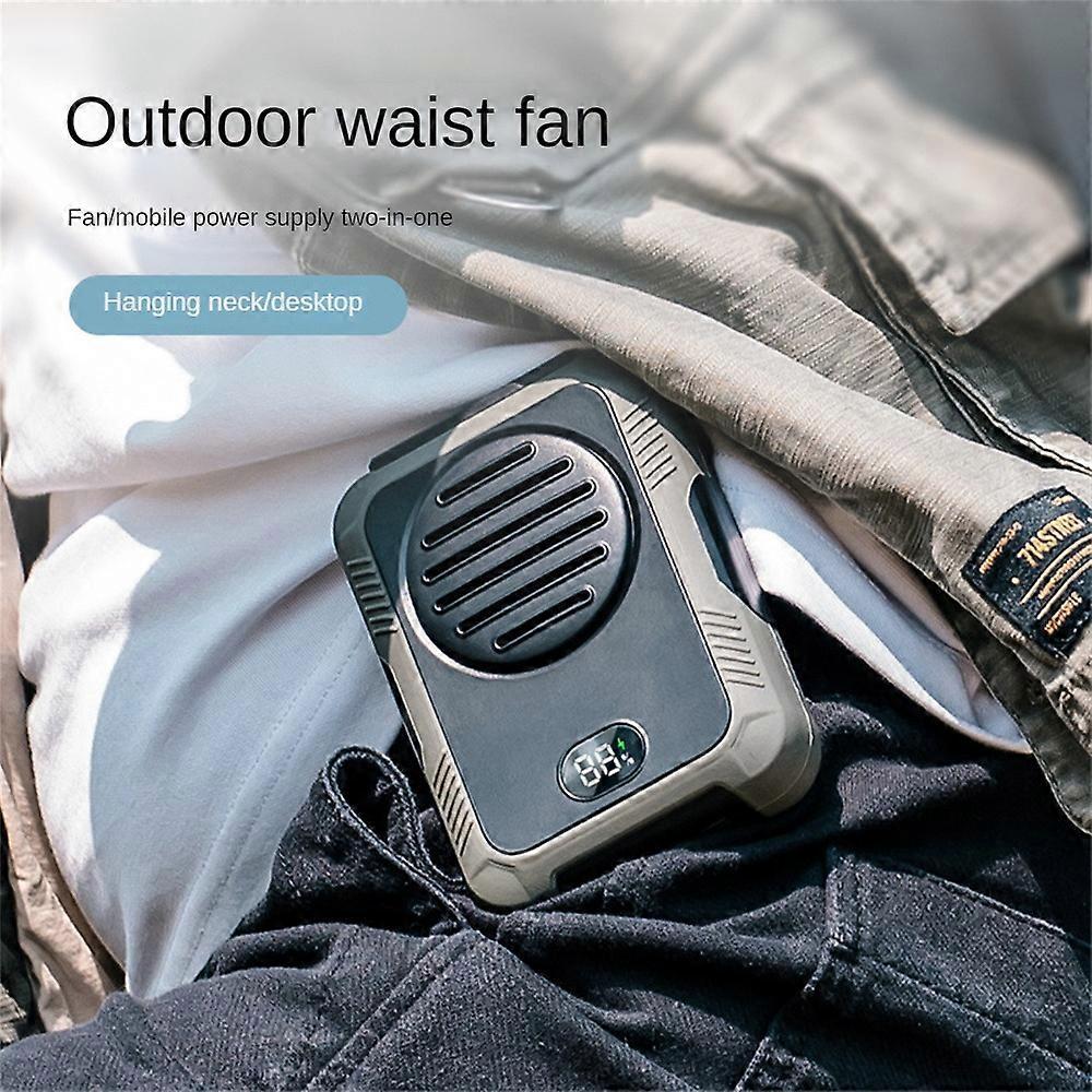 Portabale Waist Fan, 3 Speeds Handsfree Waist Hanging Body Fan, 12000mAh USB Rechargeable Power Bank Portable Cooling Fan, Belt Fan for Outdoor Hiking