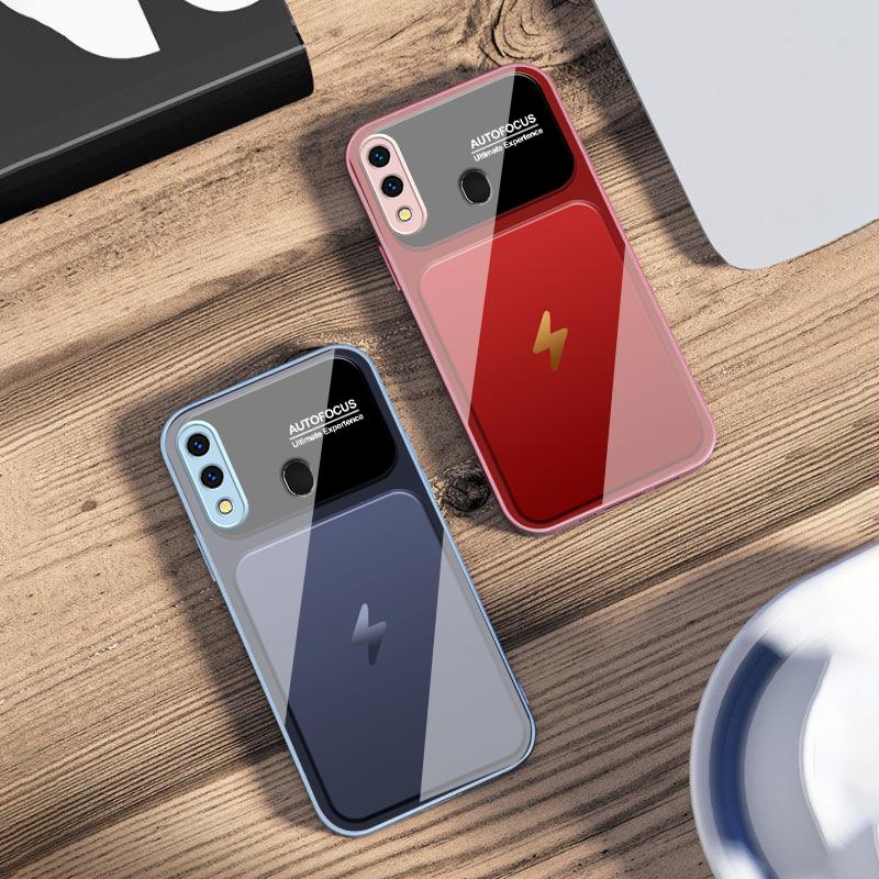 Gray Background Lightning For Samsung A73 72 71 A70 56 55 54 A53 52 51 50 42 A35 A34 33 32 31 26 25 24 23 22 30 Glass Phone Case