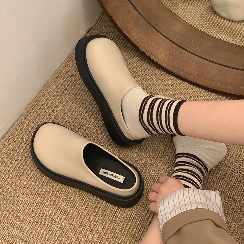 Fashion Cover Toe Beige Heeled Sandals Shoes House Slippers Platform Slides Slipers Women Black 2025 Retro Shoes Woman 2025 Female Slipp