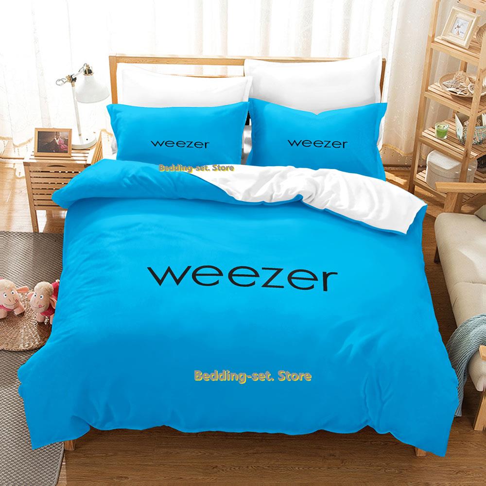 Hip Hop Weezer Band Bettwäsche Set Cartoon Anime Dreiteiliges Set Erwachsener Kind Schlafzimmer Dreiteilige Anzüge 3D Kawaii Sommerdecke