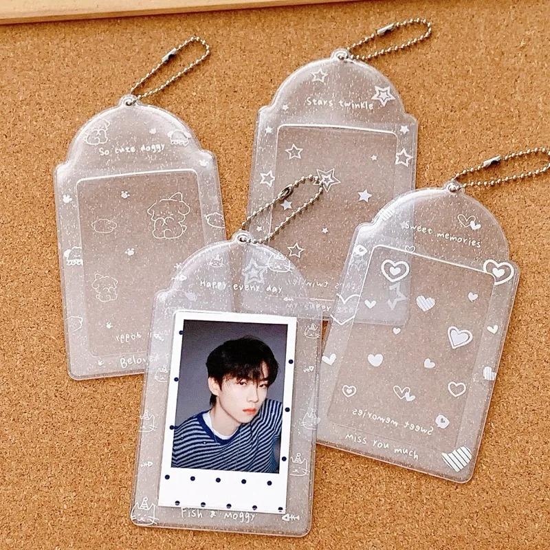 Transparent Glitter Cute Card Cover 3 Inch PVC Student ID Girl Heart Card Cover Small Id Storage Card Cover Bags