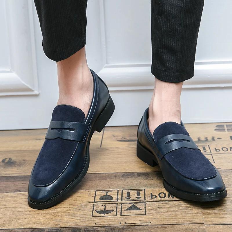 Fashion Spring Comfortable Fashion Casual Male Footwear Men for Wedding Shoes Suede Patchwork Leather Fashionable Loafers Casual Shoes