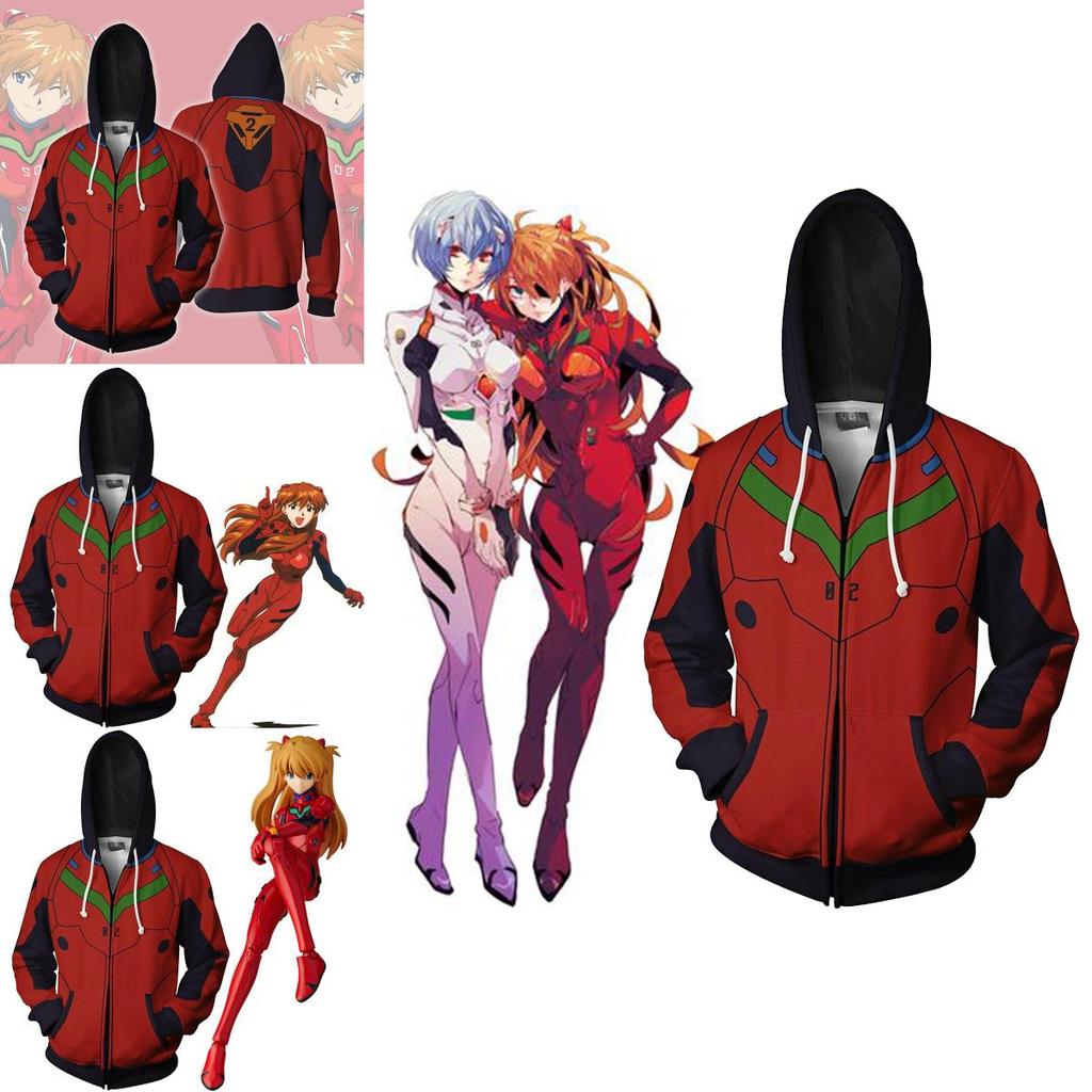 Evangelion Asuka Langley Soryu Cosplay Costume Anime Hoodie Zipper Sweat Jacket
