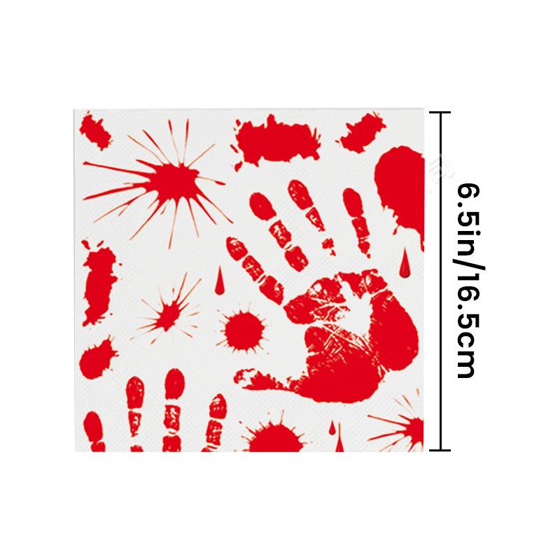 Halloween Disposable Tableware Set Horror Bloody Handprints Plates Cups Napkins Halloween Party Decoration Outdoor Gadgets