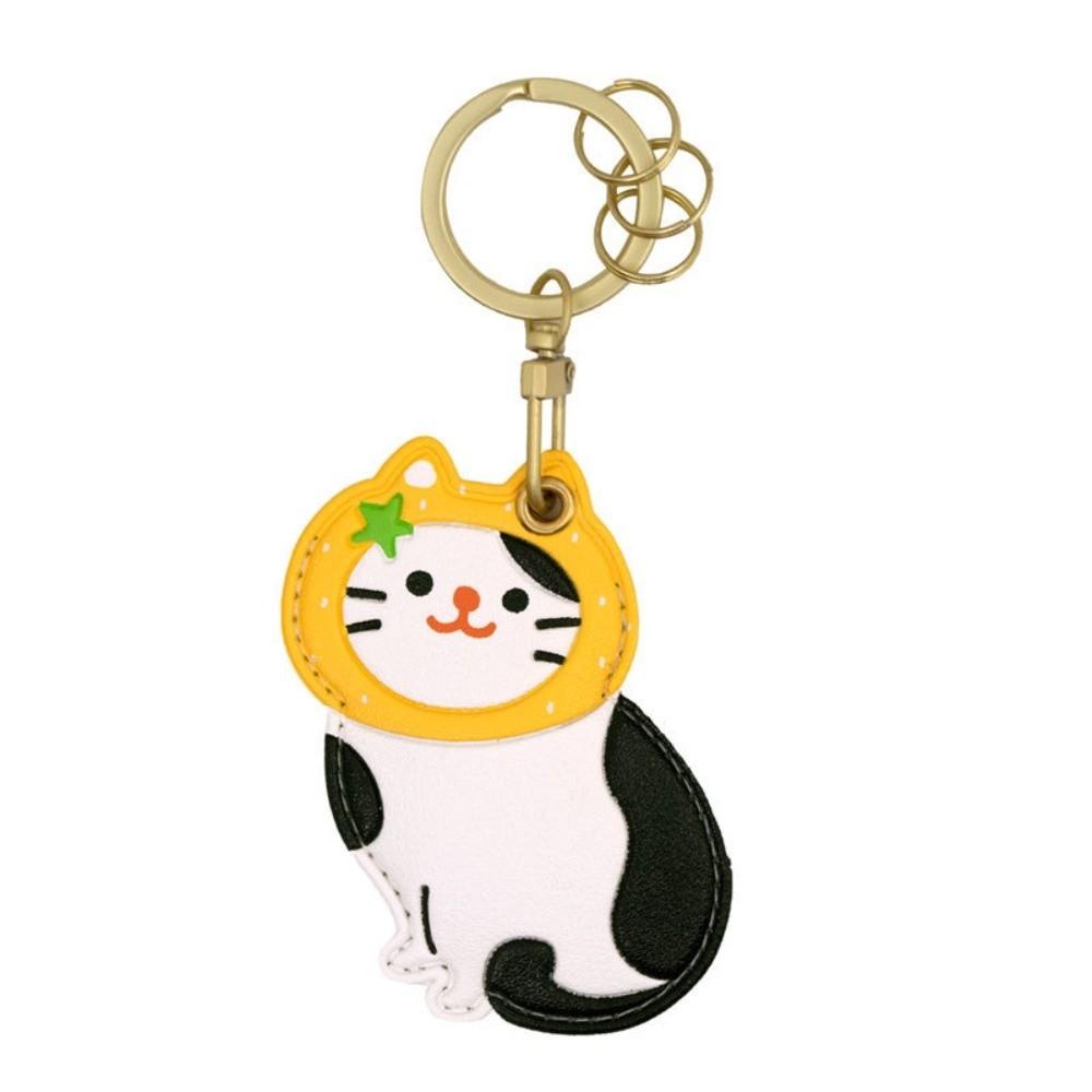 Leather Fruit Kitty Access Card Holder Maneki-neko Access Control Card Pendant  Car Key Pendant