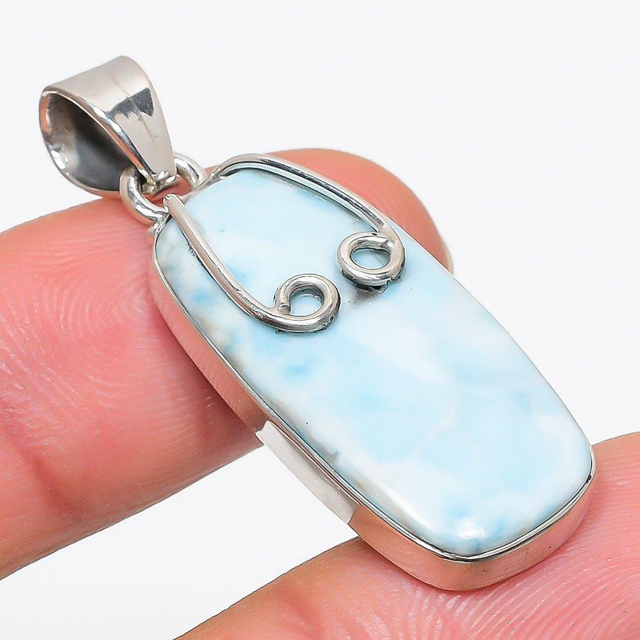 

Natural Republic Larimar Gemstone 925 Solid Sterling Silver Pendant 1.75 D1b42