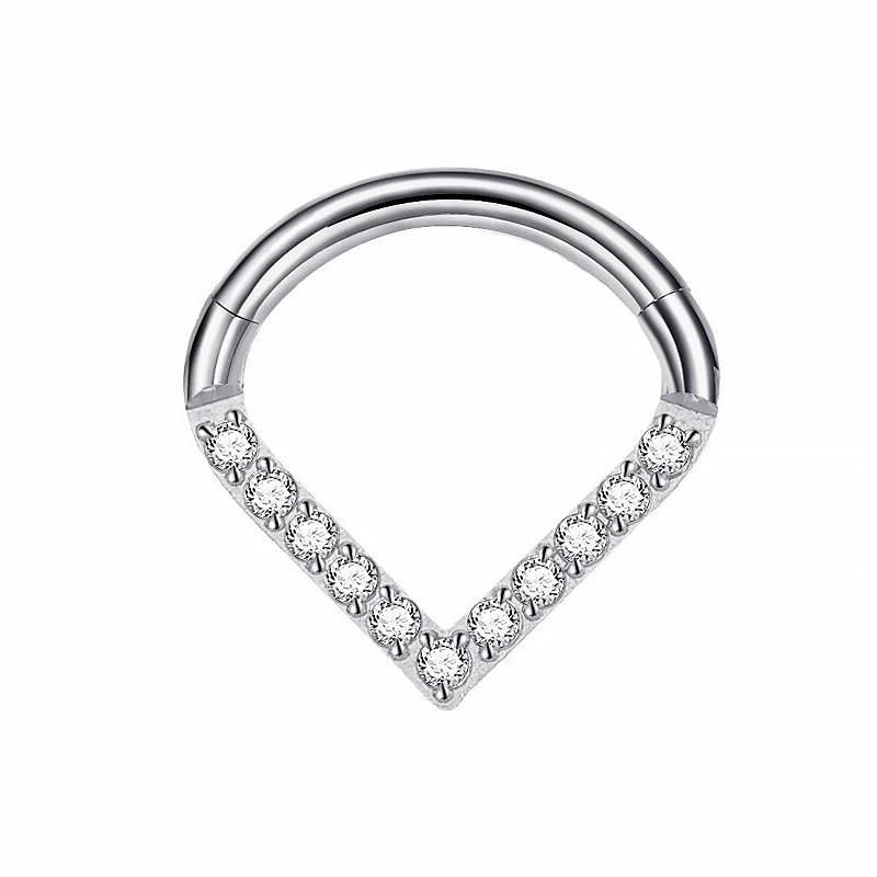 

316L Surgical Steel Hinged Tear Drop Segment Ring Septum Nose Clicker Piercing Cz Lip Labret Ear Cartilage Daith Helix Earrin 1.2x8mm