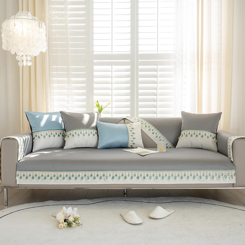 

Подушка для дивана из ледяного шелка, летняя простота, современный нескользящий кожаный чехол для дивана, подушка для сиденья, летний коврик, тканевый чехол 70*70