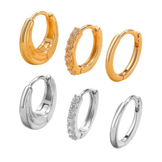 3 Paires de Boucles d'Oreilles Créoles Rondes Boucles d'Oreilles Mode Classiques avec Fermoir à Ressort Bijoux Polyvalents Empilables pour Femmes