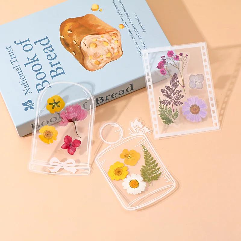 Pressed Flower Art Stencils - Cute Shaped (Bottle/Film) Clear Templates, DIY Resin/Scrapbook Decoration Tools with Dried Flower
