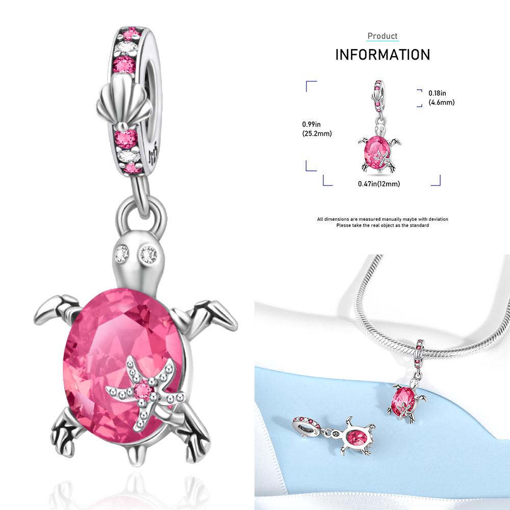 Zircon Heart Clip Charms Flower Clover Charm Copper Sea Turtle Beads Fit Diy Original Bracelet Jewelry