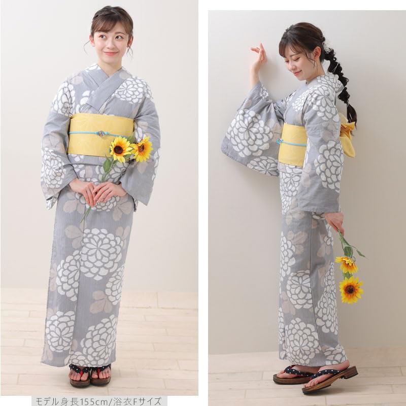 Kimono Hiroba Yu Yukata Blurred Watercolor Chrysanthemum School Student Yukata One Size Fits Perfect for Fireworks Festivals and Summer Product