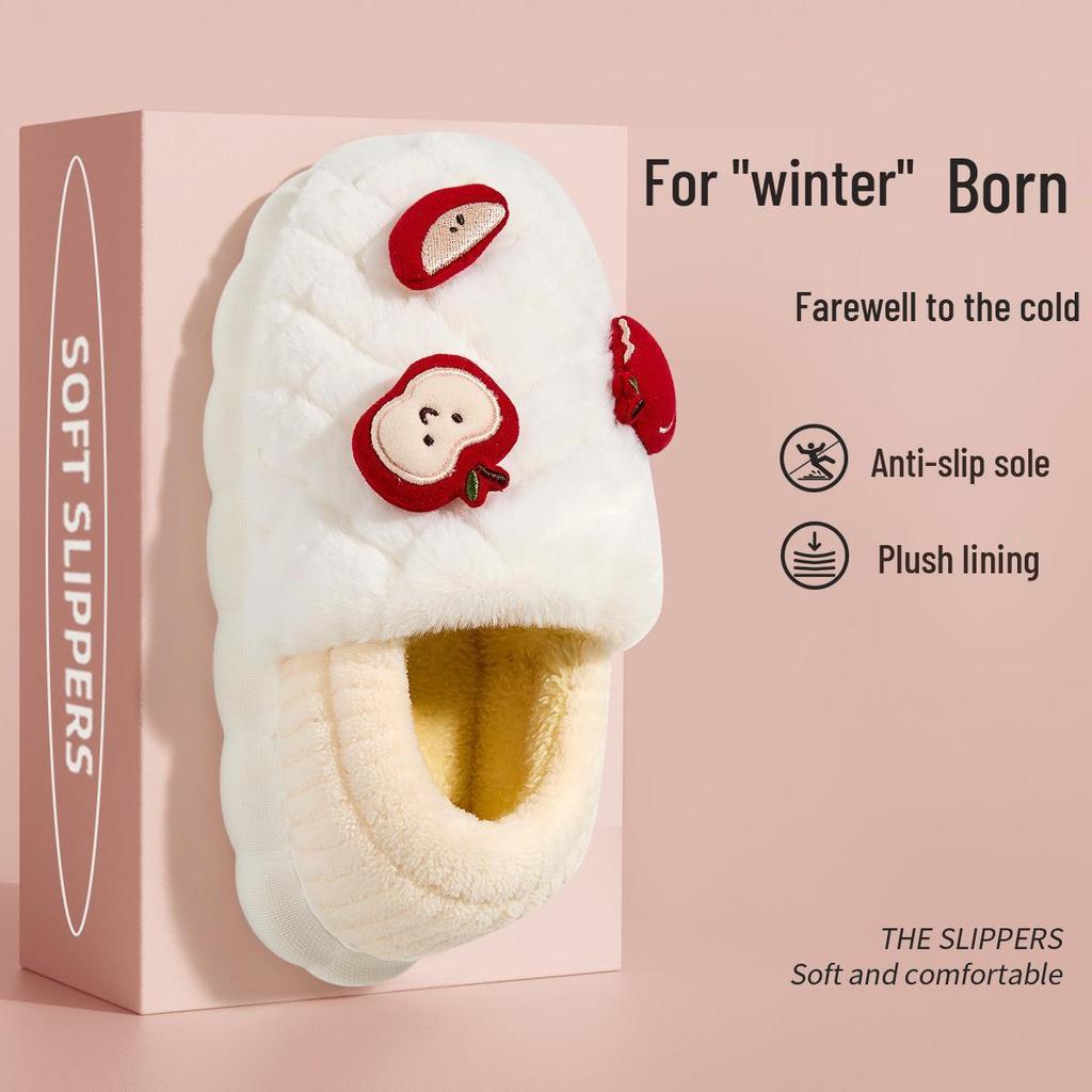 Jieliya Niedliche Onigiri Winter 2025 Indoor Rutschfeste Dicksohlige Baumwollpantoffeln für Damen und Herren