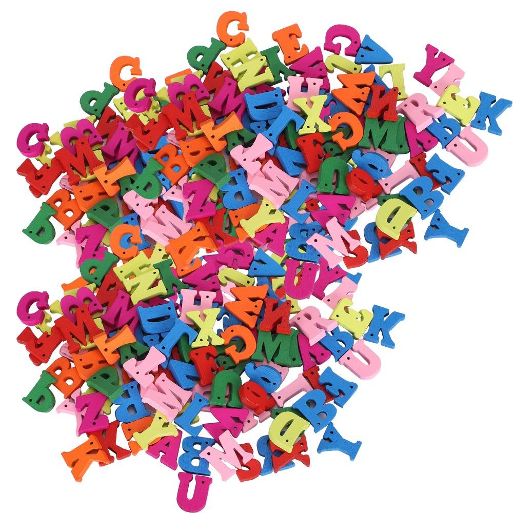 300pcs Mixed Colors Wooden Alphabet Assorted Colored Wooden Craft Letters Wedding Decor