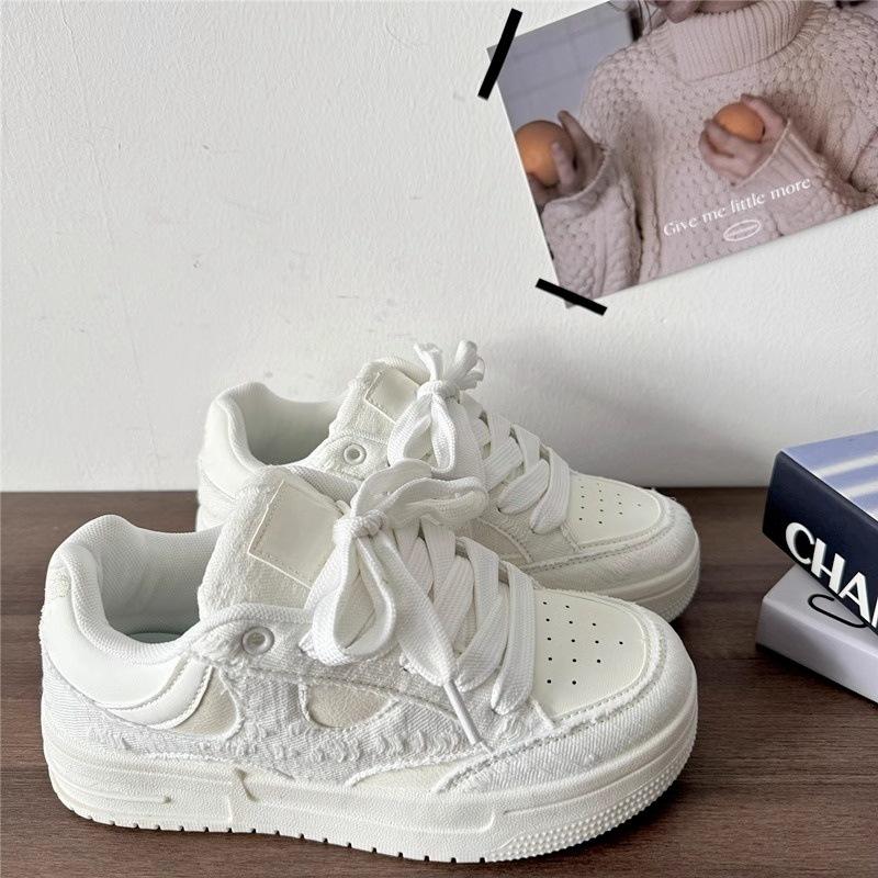 

Spring and autumn new thick-soled heightening sports shoes student casual board shoes 35 белый