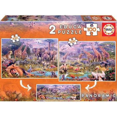 Wildtier-Puzzle - EDUCA - 2x100 Teile - Kinder ab 6 Jahren