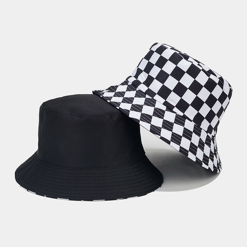 Neue Mode Karierter Bob Hut Fischerhut Damen Herren Wendbar Reise Strand Angeln Kappe Streetwear Hip Hop Hüte