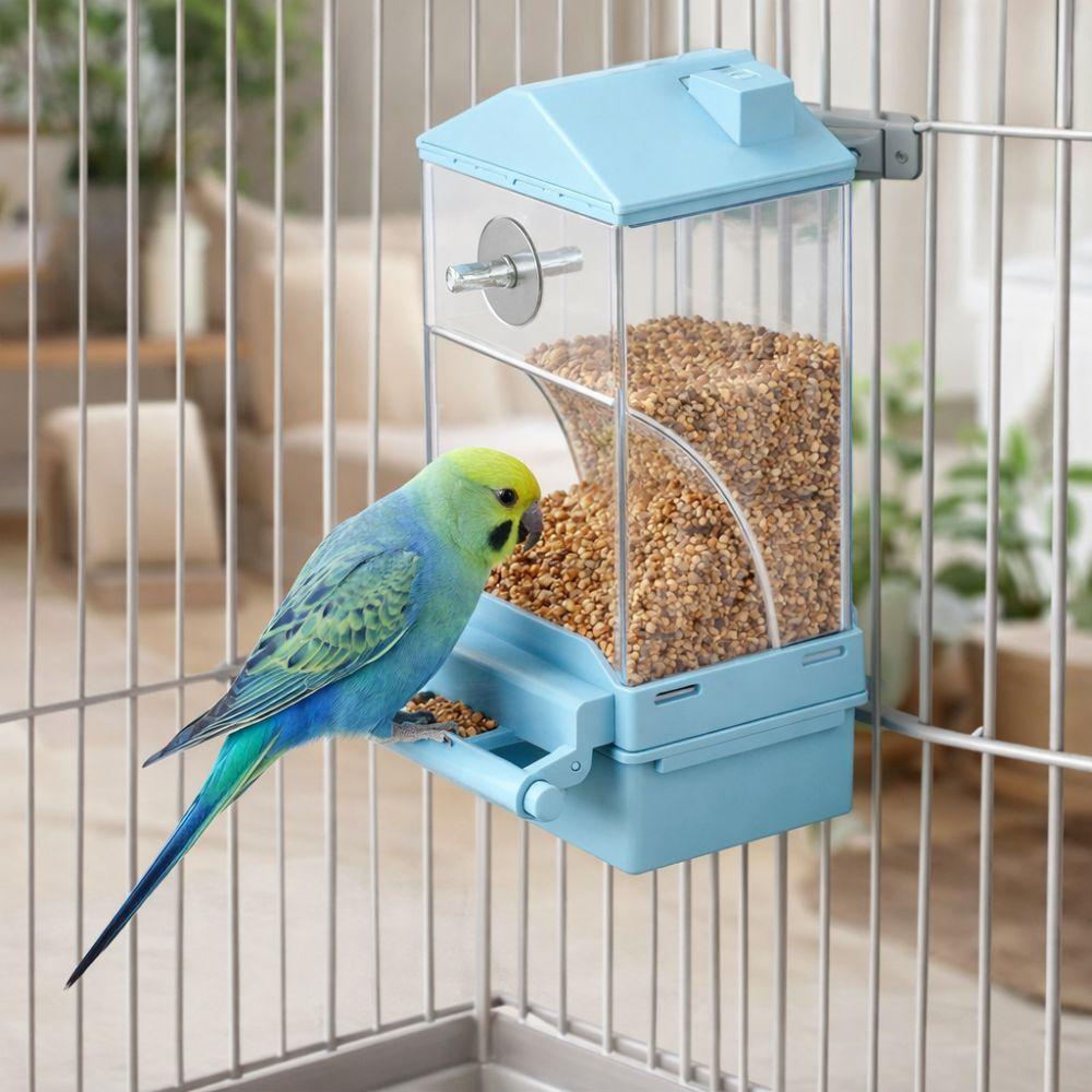 Transparent Automatic Bird Feeder Large Capacity Parrot Cage Feeder Bird Feeder Dispenser Pet Cage