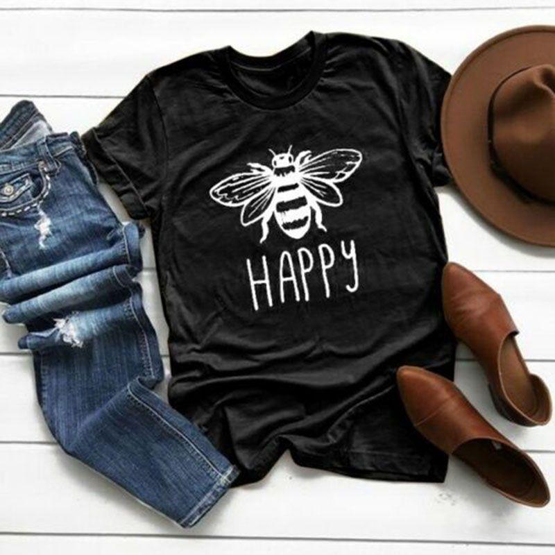 Women Graphic Bee Print T Shirts Cute Soft Loose Fit Summer Casual Tee Sizes S 5xl