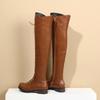 Fashion New Autumn/Winter Cross Tie Square Heel Round Head Over Knee Long Boots Fashion Retro Solid Color Knight Boots