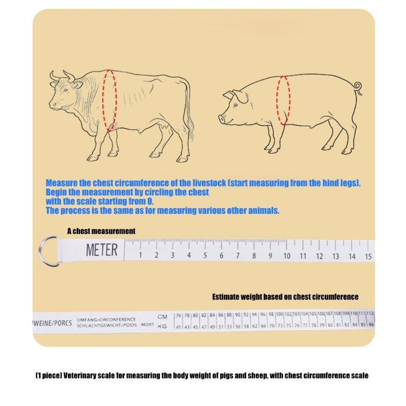 Mètre-ruban pour bétail pour porcs et moutons, Mètre-ruban flexible pour tour de poitrine avec échelle clairement imprimée et étui portable pour la mesure corporelle de routine à la ferme
