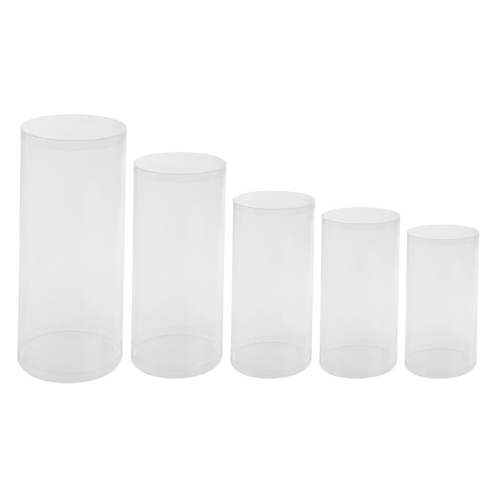 5pcs Crystal-Clear Cylinder Wedding Display Stands, Versatile Acrylic Centerpiece for Table Decor, Modern Dessert Cupcake Risers