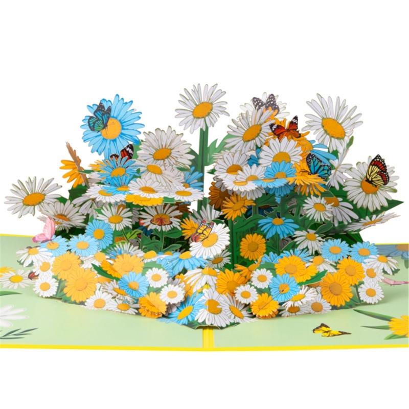 Multicolored Daisies 3D Foldable Card Attractive 3D Foldable Card Unique Flower Greeting Card for Every Celebration